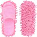 Microfiber Slippers Floor Cleaning Mop Men and Women House Dusting Slippers Floor Cleaning Tool (Pink) (1 Count (Pack of 1))