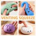 Glitter Dumpling Squishy,Dumpling Squishies,Glitter Dumpling Mystery Box,Colorful Dumpling Stress Balls Fidget,Jumbo Squishy Toy with Steamer Box,Soft Squeeze Decompression Dough (White)