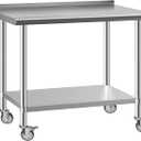 Stainless Steel Commercial Workbench - 30 x 36 Inch Metal Table Cart with Caster Wheel - NSF Certified - Heavy Duty for Restaurant, Kitchen, Garage