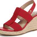 LifeStride Women's Tallulah Espadrille Wedge Sandal (8.5 Wide, Fire Red)