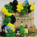 Tractor Balloon Garland Arch Kit 141PCS Farm Dark Green Black Yellow Balloon with Tractor Foil Balloon for Farm Themed Boy Birthday Baby Shower Party Decorations