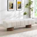 Christopher Knight Home Manila 64" Boucle Dining Bench, Upholstered Ottoman Bench, Rectangular Dining Seat, Spacious Seating, Long Footstool for Living Room Dining Room, No Assembly Needed, Beige