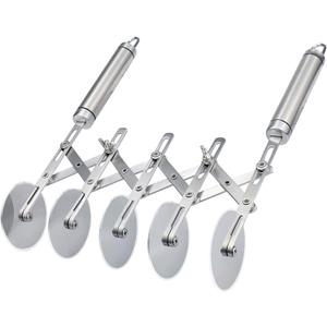 5 Wheel Pastry Cutter Stainless Pizza Slicer Multi-Round Dough Cutter Roller Cookie Pastry Knife Divider with Handle