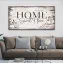 arteWOODS Home Sweet Home Wall Art Sign Large Dark Brown Farmhouse Wall Sign for Living Room Decoration Wooden Board Design Canvas Prints Modern Rustic Artwork Leaf Pictures Wall Decor 20" x 40"