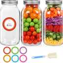 Mcupper 2 Pack Wide Mouth Mason Jars 64 oz, Half Gallon Mason Jars, Large Canning Jars with Lids and Bands for Canning & Storing, Labels & Brusher Included