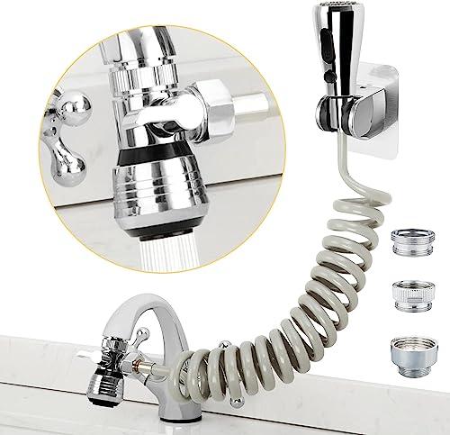 CECEFIN Kitchen Sink Sprayer Hose Attachment for Faucet, Kitchen Faucet Head Replacement w/ 79" Recoil Hose and Holder, Pressurized Water Saving Aerator & Diverter Valve, Faucet Sprayer Attachment Set