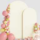 Wokceer Wedding Arch Backdrop Cover 7.2FT, 6FT Spandex Fitted Ivory Arch Covers 2 Set Round Top Chiara Arches Backdrop Cover for Birthday Party Ceremony Banquet Decoration