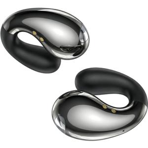Boytond Ultra Open Ear Earbuds - Comfortable Clip-On Bone Conduction Earbuds, Over-The-Ear Open Headphones with Waterproof Build for Running, Gym Workouts, and Outdoor Sports, Gloss Black