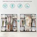 SONGMICS Portable Closet, Freestanding Closet Organizer, Clothes Rack with Shelves, Hanging Rods, Storage Organizer, for Cloakroom, Bedroom, 59.5 x 16.9 x 65.4 Inches, Black URYG036B02