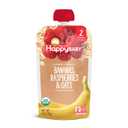 Happy Baby Organics Stage 2 Baby Food Pouches, Gluten Free, Vegan & Healthy Snack, Clearly Crafted Fruit & Veggie Puree, Bananas, Raspberries & Oats, 4 Ounces (Pack of 16) (EXP 11/10/26)