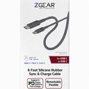 Zgear Silicon Cable USB C-C 6 Ft Braided