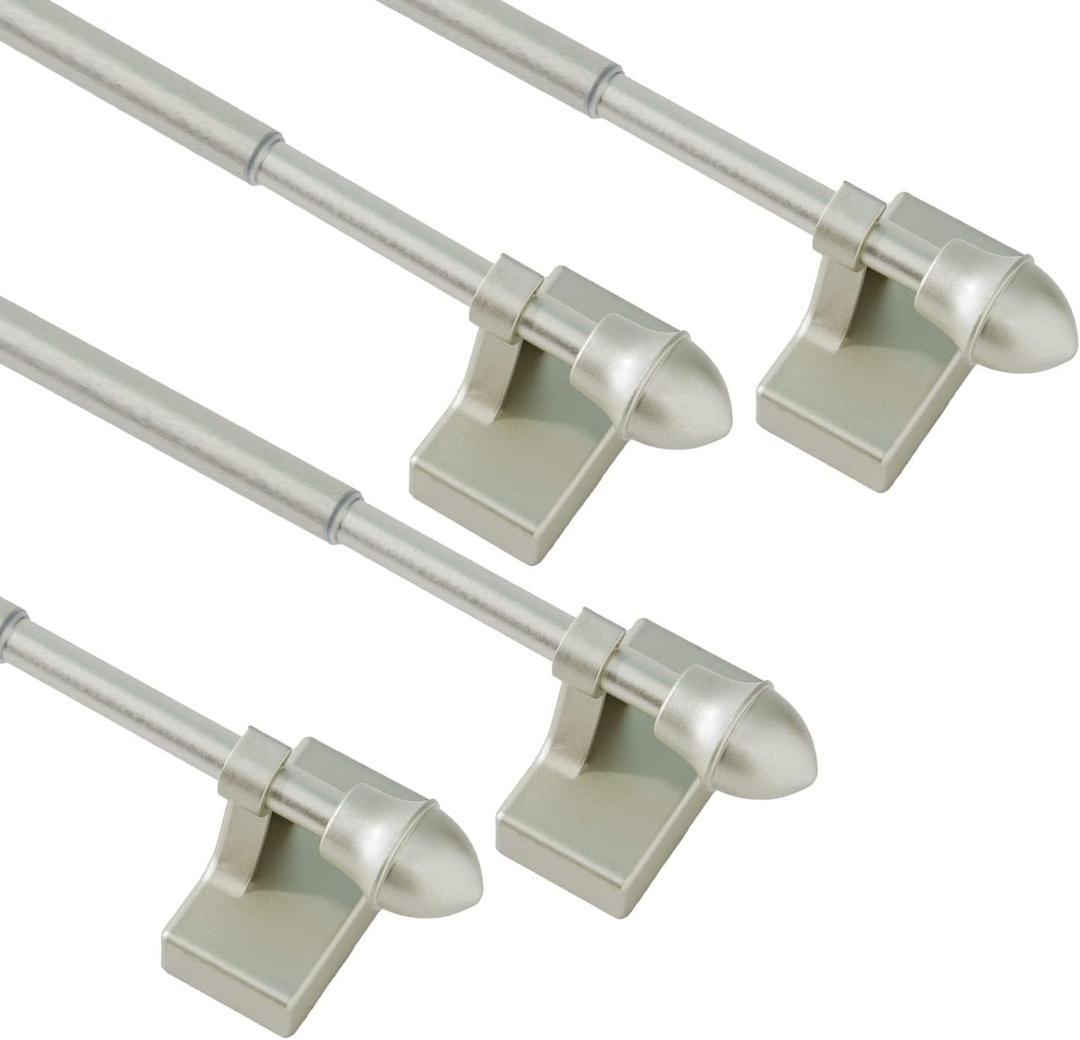 LaigenGanzi Magnetic Curtain Rods,Multi-Use Adjustable Appliance for Metal Doors ,Windows,No Tools Needed16-28 InchNickel4 Pack