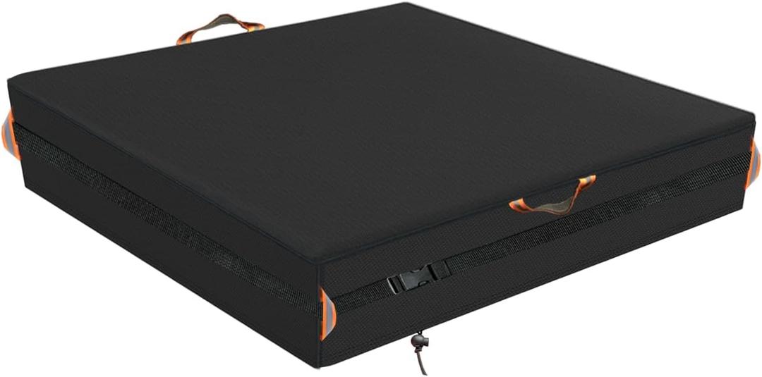 Square Sandbox Cover, Made 600D Heavy Duty for Children's Sandbox Protection Kids Outdoor Sand Boxes Sandpit,with Two Reflective Handles,6.5 Metre Drawstring and snap61.8" L x 61.8" W x 8" H