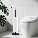 Toilet Paper Holder Stand - Free Standing Toilet Paper Roll Holder for 4 Rolls with Anti-Slip Base Bathroom Organizers and Storage,Black