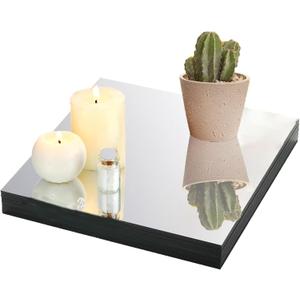 10 Pack Square Mirror Centerpieces for Tables Decorations, 10" Acrylic No Glass Square Mirror Tray Candle Plate Centerpiece Table Decorations for Wedding Decorations Party, Wall Decor