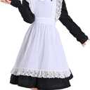 Kids Colonial Costume Set Pioneer Prairie Dress Girls Pilgrim Costume Including White Aprons and Pioneer Bonnet (Medium)