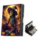 Tudguiloae Black Metal Card Holder Wallet, RFID Blocking Multi-Slot Design, Witch Print, Slim Aluminum Case for Credit Cards Cash ID, 3.7x2.56 Inch