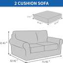 CYCMCAO 3 Piece Stretch Sofa Cover Couch Covers for 2 Cushion Couch, Loveseat Covers Stay in Place, Sofa Covers Washable with Elastic Bottom for Dogs (Off-White), 71"-91" (2 Cushion Sofa)