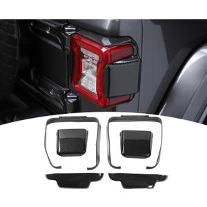 for Jeep JL Tail Light Cover Trim Panel for Jeep Wrangler JL JLU 2018-Present Black Carbon Fiber Exterior Accessories 6pcs (Gray)
