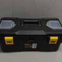 Deli Small Tool Box, 15in Plastic Toolbox with Handle,Portable Tool Box with Removable Tray and Lockable Design,Tool Storage Box for Home, Workbench and Garage Organization