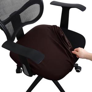 Leefasy Waterproof Office Desk Chair Seat Cover, PU Leather Chair Covers, Stretchable Rotating Computer Chair Slipcovers Protector, Coffee, 6 PCS
