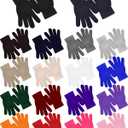Toulite 36 Pair Adult Winter Gloves Bulk Warm Knitted Magical Gloves Stretchy Solid Color Mittens for Men Women Homeless