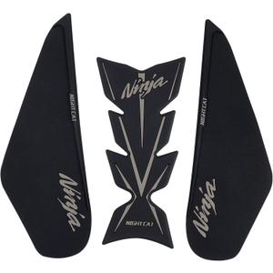 NIGHT CAT Compatible Ninja 400 Ninja 500 Motorcycle Fuel Tank Pad Kit Side Fuel Knee Guard Sticker Fuel Tank ProtectorBlack