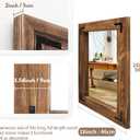 YOSHOOT Rustic Wooden Framed Wall Mirror, Natural Wood Bathroom Vanity Mirror for Farmhouse Decor, Vertical or Horizontal Hanging (26" x 18", Brown)