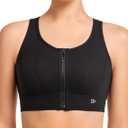 Yvette Front Closure Sports Bras for Women High Support Large Bust Supportive Sports Bra High Impact for Running (Medium, Black)