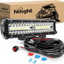 Nilight ZH411-A 12Inch 12 Inch 300W Triple Row Flood Spot Combo 30000LM Led Off Road Lights for Trucks with 16AWG Wiring Harness Kit