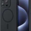 ESR for iPhone 15 Pro Case with MagSafe, Supports Magnetic Charging, Slim Liquid Silicone Case, Shock Absorbing, Screen and Camera Protection, Cloud Series, Black