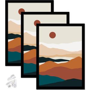 Black 10x14 Picture Frame Set of 3, High Transparent Frame for 10 By 14 Photo Collage Canvas Poster Size Wall Mount and Tabletop Horizontally Vertically (Black, 10 x 14 inches)