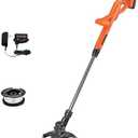 BLACK+DECKER 20V MAX Weed Wacker Cordless String Trimmer Edger Lawn Tool, 10-Inch Electric Weed Eater with Automatic Feed Spool, Ergonomic, Battery and Charger Included (LST201)