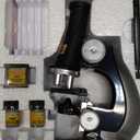 Science Kits for Kids Beginner Microscope with LED 100X 400X and 1200X-Include Sample Prepared Slides 12pc- Educational Toy Birthday Valentine's Day Gift Black