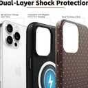 Magnetic Polka dot Phone Case for iPhone 16 Pro, Brown | Compatible with MagSafe, Dual-Layer Shock Protection(Hard PC + Silicone) - Aesthetic Protective Phone Cover for Women Girl