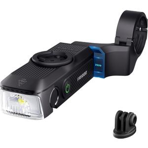 RAVEMEN FR1000 Bike Lights for Night Riding, Bicycle Light & Mount Integrated Design, 30° Adjustable Bike Headlight, Auto On/Off, Compatible with Garmin/Wahoo/Bryton Bike Computer, Fit 31.835MM Bar