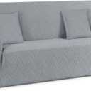 Ruaozz Stretch Sofa Cover 1 Piece Couch Covers for 3 Cushion Couch Non Slip Universal Sofa Slipcover Washable Soft Jacquard Furniture Protector with 2 pcs Throw Pillow Covers (3 Seater, Light Grey)