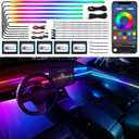 Dreamcolor Acrylic Interior Car LED Strip Light with Wireless APP, RGB 18 in 1 with 175 inches 600 LEDs Fiber Optic Car Ambient Lighting Kits, Dual Zone Sound Active Function LED Strip for Car