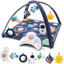 The Peanutshell Unisex Baby Play Gym & 7-in-1 Play Mat - Playmat Baby Toys 0-6, 6-12 Months Tummy Time Mat with Hanging Toys, Soft Padded Mat for Newborns, Infants - Space