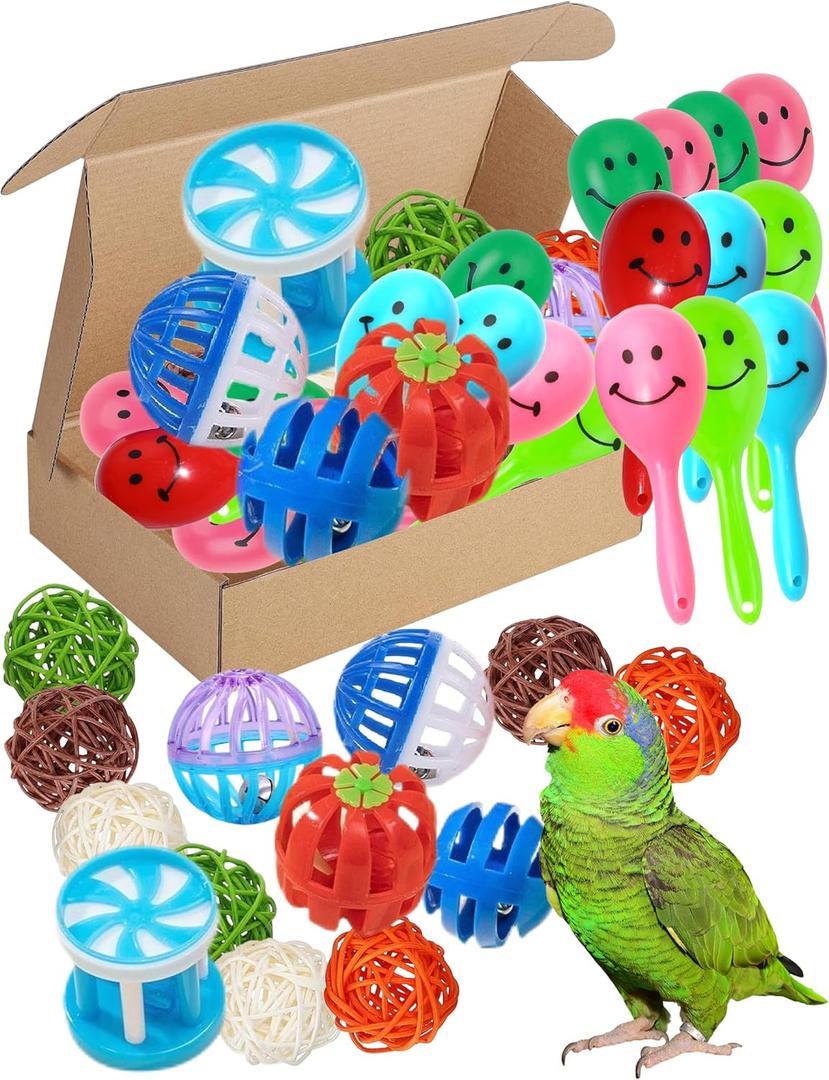 23-Piece Bird Toy Set with Long-Lasting Bells and Sturdy Vine Balls, Safe and Non-Toxic, Ideal for Parrots and Parakeets