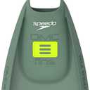 Speedo Unisex-Adult Swim Training Fins Silicone (Medium, DMC Super Soft Olive/Hyper Yellow)