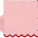 FYSUIMU 50 Pcs Pink Red Luncheon Napkins Disposable Paper Napkin Scalloped Decorative Dessert Dinner Hand Napkin for Valentine' s Day Wedding Home Party Table Supplies Decor