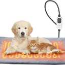 HOPET Dog Cat Heating Pad with Adjustable Temperature Timer, Waterproof Heated Dog Cat Bed with Chew Resistant Cord, Indoor/Outdoor Electric Heating Pad for Dog House,Rescue Cats,Grey,27x15 in