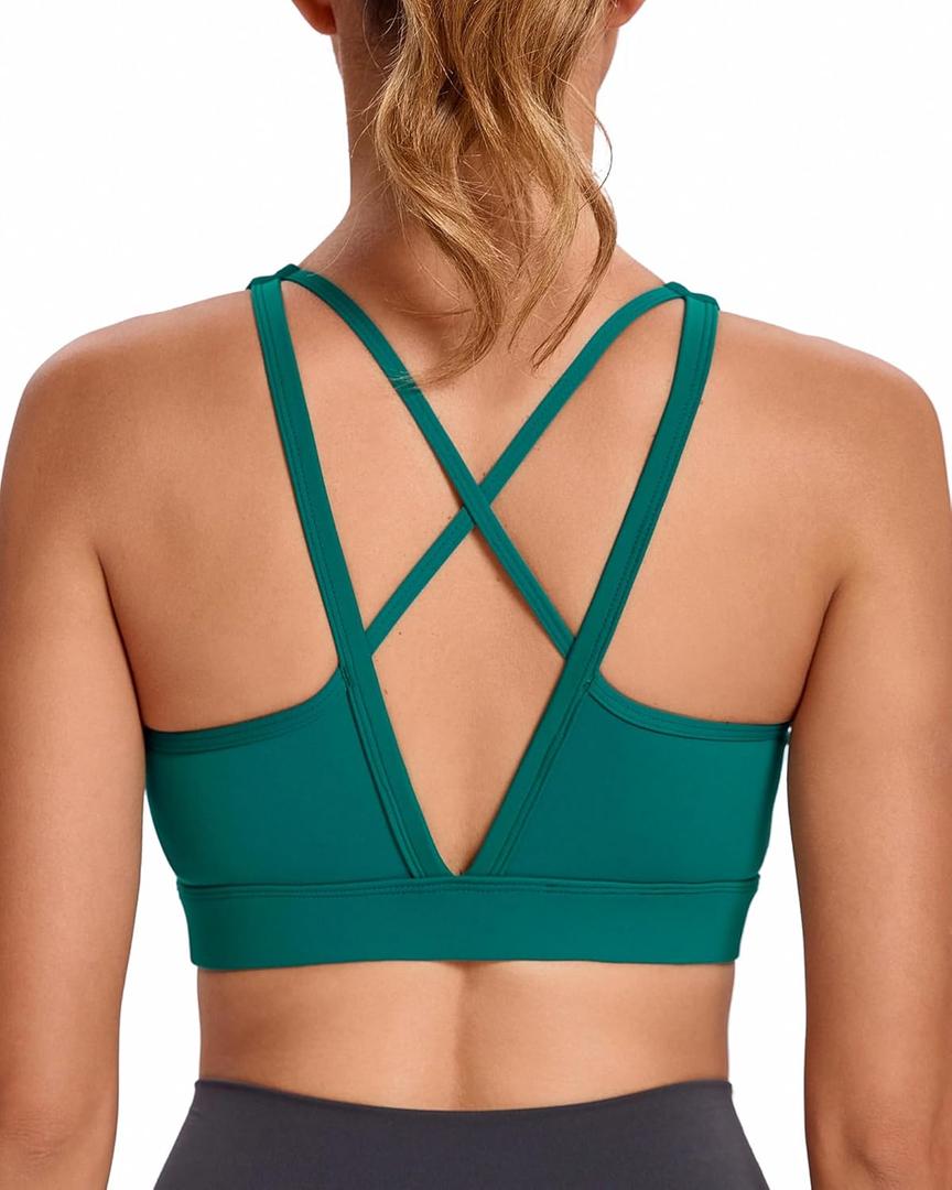 RUNNING GIRL High Impact Sports Bras for Women, High Support Running Sports Bra Moulded Cup Strappy Sports Bras (Green, L)