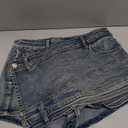 Avanova Women Denim Mini Skirt Jean Skort Sexy High Waisted Asymmetrical Stretch Short Skirts (Medium)