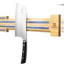 Extendable 32Inch Magnetic Knife Holder for Wall with Screw & Adhesive Mounting, Wood Magnetic Knife Strip from 16 to 32 Inch for Knife Bar, Knife Holder, Kitchen Utensil Organizer or Tool Room