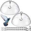 Ziliny 2 Pcs 10'' Bird Feeder Rain Guard Clear Squirrel Baffle Protective Cover Round Protective Dome Rain with Chains for Hanging Bird Feeders Outdoor Garden
