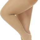 Yilanmy Plus Size Suspender Pantyhose for Women, 40D Sheer Tights Garter Belt Thigh High Stockings (Beige, XXL)