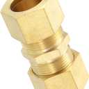 uxcell Compression Pipe Fitting, 3/4" Brass Compression Union Straight Connector Adapter Coupling for Gas Liquid Transport Connect Pipelines and Leakproof (0.75 Inch)