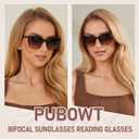 Bifocal Reading Sunglasses for Women Oversized Cat eye Fashion Sun Reader Spring Hinge Eyewear UV Protection PT2001C